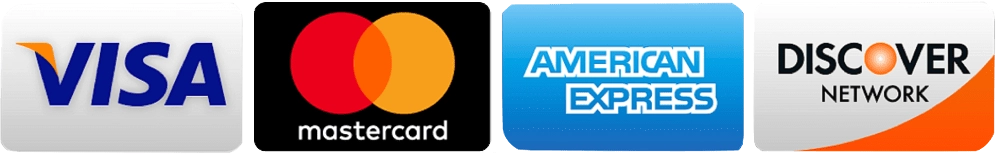 Accepted payment methods: Visa, Mastercard, American Express, Discover